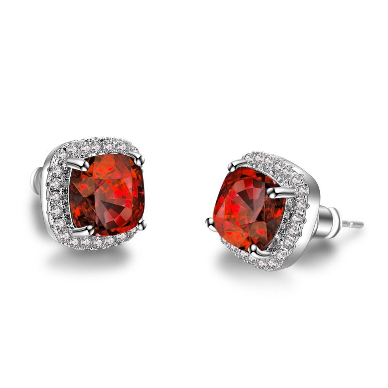 Brilliant Ruby Colored Stud Earrings